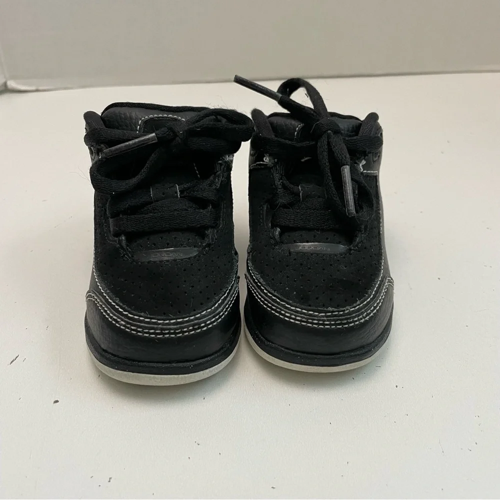 Nike Air Jordan Sneakers Leather High Tops Lace Up Black Baby 4C Basketball